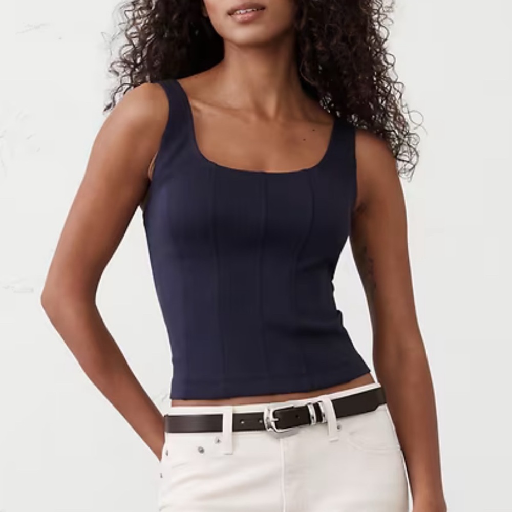 Fitted Blue Bustier Tank Top